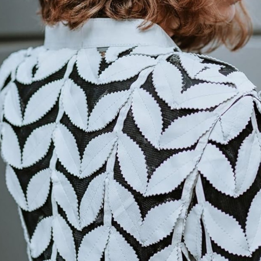 Chic Black And White Patterned Bomber Jacket - image 1